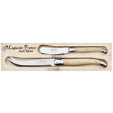 2 Piece Light Horn Laguiole Jean Neron Cheese Knife Spreader Set in a specially made gift box